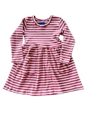 Maison Me Toddler Girl Long-Sleeve Pink & White Striped Ribbed Dress 3T